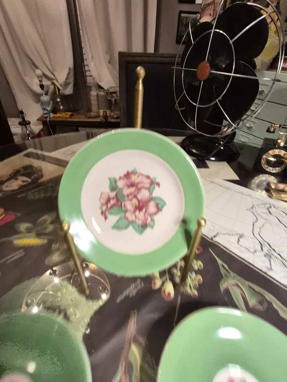Green Floral Dessert Plates - Set of 3 HOMER LAUGHLIN